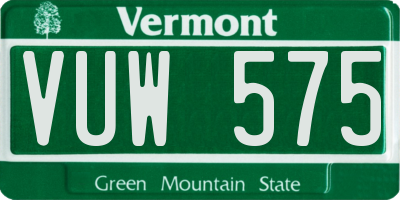 VT license plate VUW575