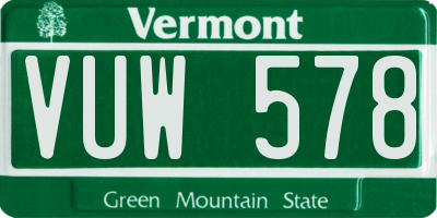 VT license plate VUW578
