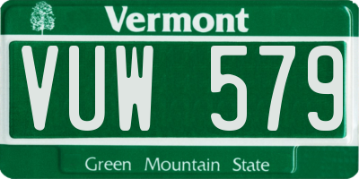 VT license plate VUW579