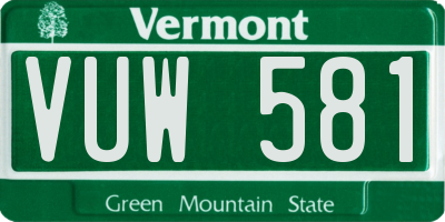 VT license plate VUW581