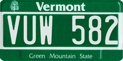 VT license plate VUW582
