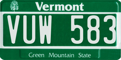 VT license plate VUW583