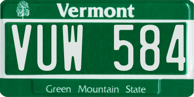 VT license plate VUW584