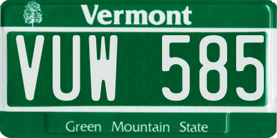 VT license plate VUW585