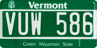 VT license plate VUW586