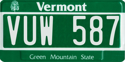 VT license plate VUW587