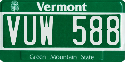 VT license plate VUW588