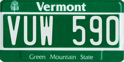 VT license plate VUW590