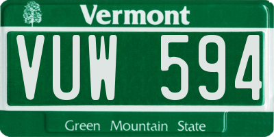 VT license plate VUW594