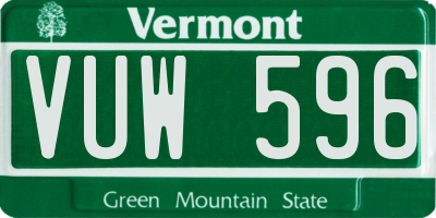 VT license plate VUW596