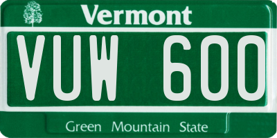 VT license plate VUW600