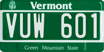 VT license plate VUW601