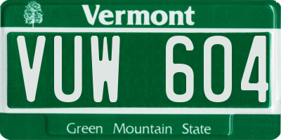 VT license plate VUW604