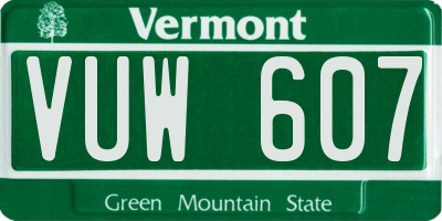VT license plate VUW607