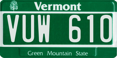 VT license plate VUW610