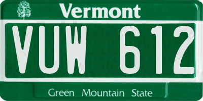 VT license plate VUW612