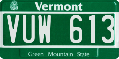 VT license plate VUW613