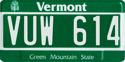 VT license plate VUW614
