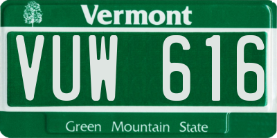 VT license plate VUW616