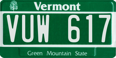 VT license plate VUW617
