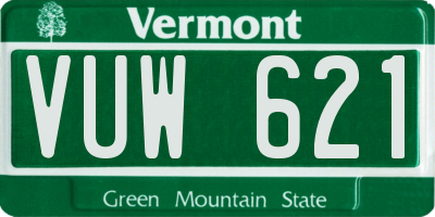 VT license plate VUW621