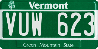VT license plate VUW623