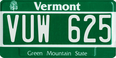 VT license plate VUW625