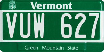 VT license plate VUW627