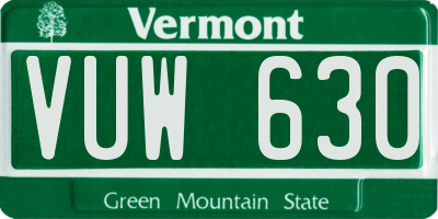VT license plate VUW630