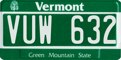 VT license plate VUW632