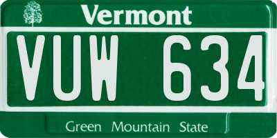 VT license plate VUW634