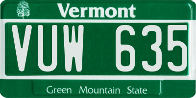 VT license plate VUW635