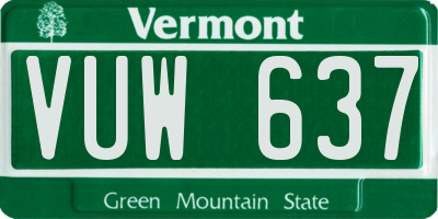 VT license plate VUW637