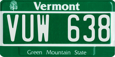 VT license plate VUW638