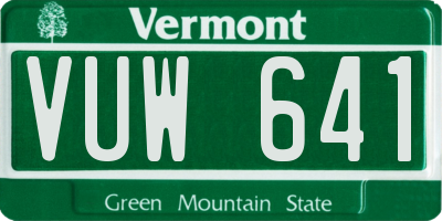 VT license plate VUW641