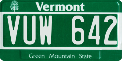 VT license plate VUW642