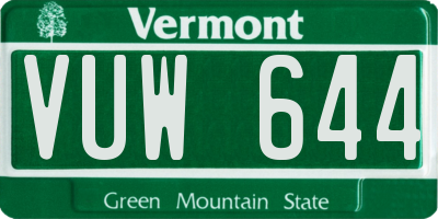 VT license plate VUW644