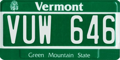 VT license plate VUW646