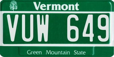 VT license plate VUW649