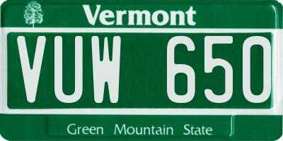 VT license plate VUW650