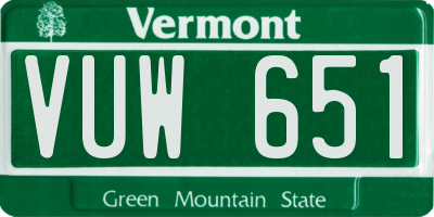 VT license plate VUW651