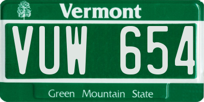 VT license plate VUW654