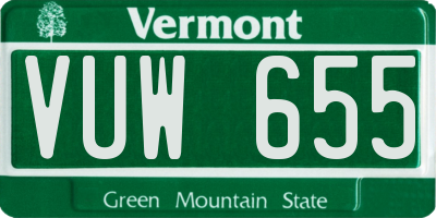 VT license plate VUW655