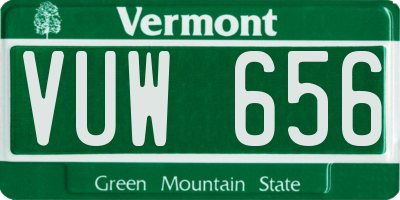VT license plate VUW656