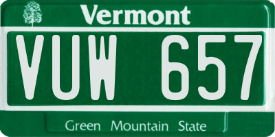 VT license plate VUW657