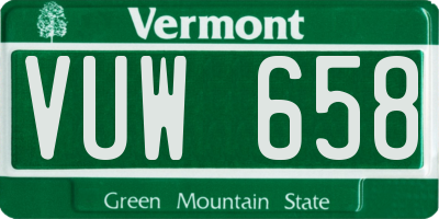 VT license plate VUW658