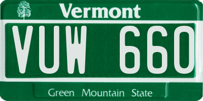 VT license plate VUW660