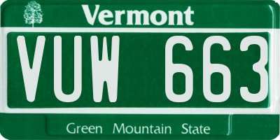 VT license plate VUW663