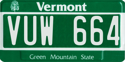 VT license plate VUW664