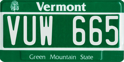 VT license plate VUW665